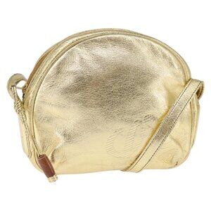Authentic LOEWE Anagram Shoulder Bag Leather Gold